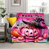 1PC Custom Name Halloween Pumpkin Party outdooor Flannel blankets Throw Blanket All-Season Throw Gift Bedspread for Couch, Bed, Camping Holiday Birthd