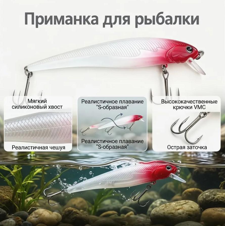 Caperlan Tolson 120 Fishing Lure, 120mm, 14.2g, Red/White