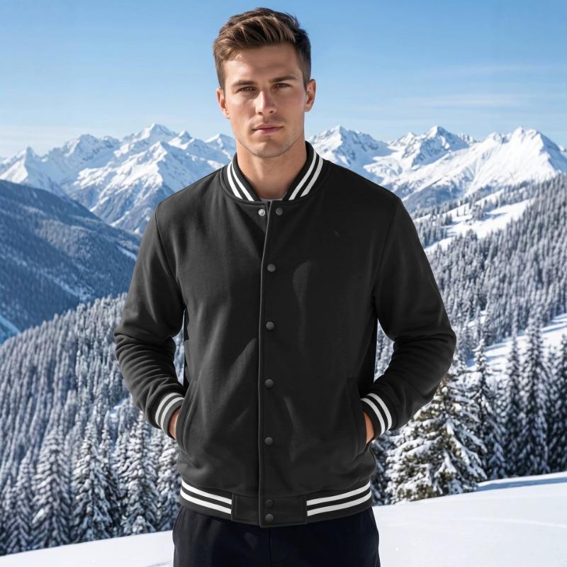 Men S American Style Fleece Lined Baseball Jacket Pants Casual Sport Set
