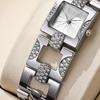 Женские часы-браслет со стразами, квадратный циферблат, классические повседневные наручные часы с кварцевым браслетом, модные ювелирные изделия, аксессуары