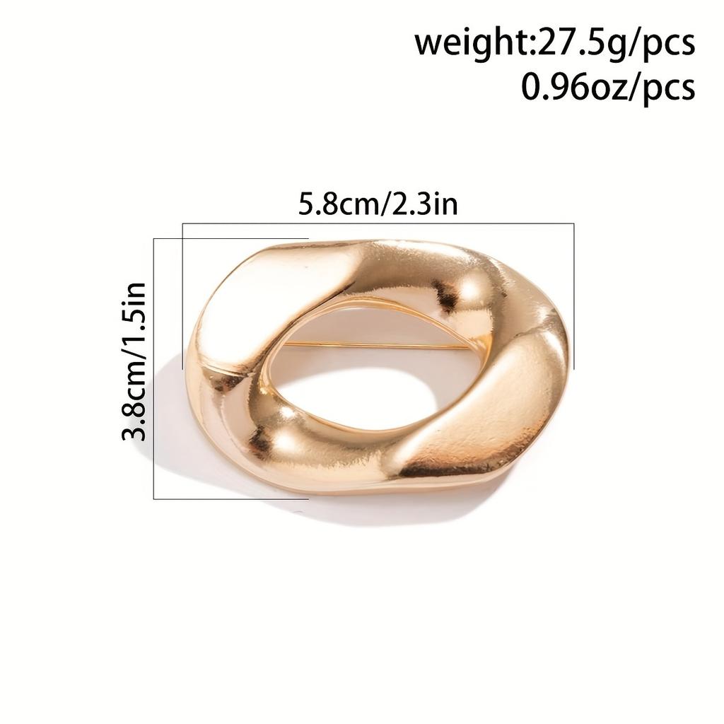 1pc Fashionable Minimalist Irregular Hollow O-Shaped Brooch, Vintage Minimalist Elegant Style Jewelry Accessory For Suits And Dresses