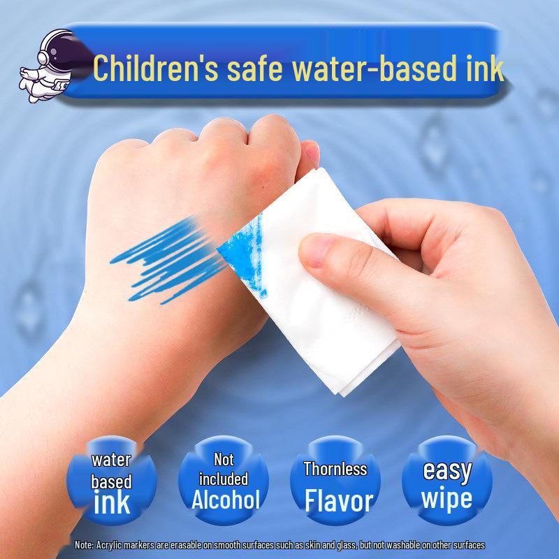 Washable Non-Bleeding Acrylic Markers for Kids - Stackable, Watercolor Pens for Elementary Students
