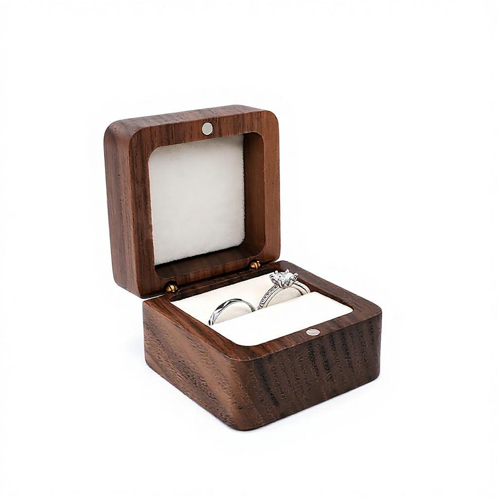 Black Walnut Solid Wood Ring Box Retro Style Luxury Exquisite Portable Storage for Necklaces Earrings Bracelets Oval Shape
