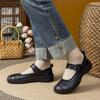 Johnature Genuine Leather Soft Soled Flat Shoes Retro Round Toe Shallow Versatile Comfortable Women's Shoes