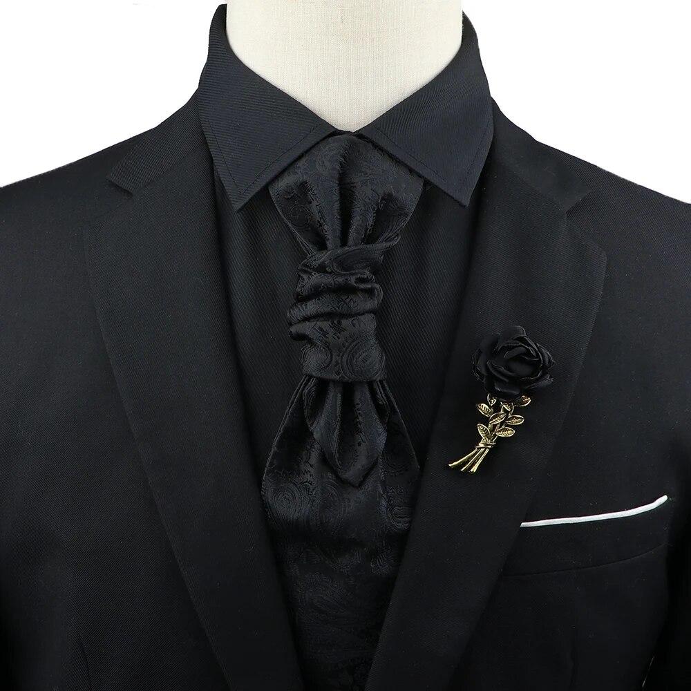 Мужской, Галстук с пейсли, Набор брошей для галстука, Красный, Черный, Регулируемый галстук, Роскошный, Смокинг, Свадьба жениха,