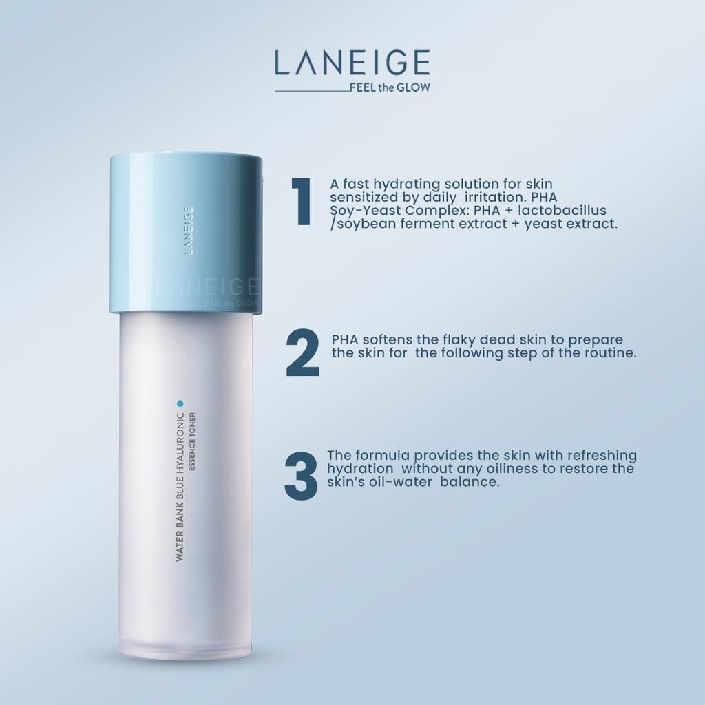 LANEIGE Тоник Water Bank Blue Hyaluronic Essence 160 мл(для жирной кожи)  Мягкий отшелушивающий уход для более гладкой текстуры кожи.