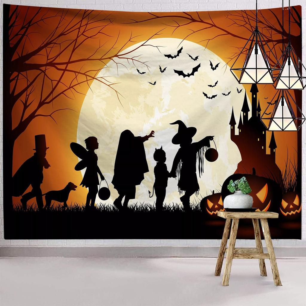 Темный гобелен ужасов Хэллоуина, на котором изображена ведьма, таинственная женщина, настенный декор, праздничный фон
