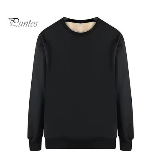 Winter Men Sweatshirt Thickened Plush Keep Warm O Neck Long Sleeves Elastic Cuff Plus Size Solid Color Bottoming Top Daily Wear Clothes