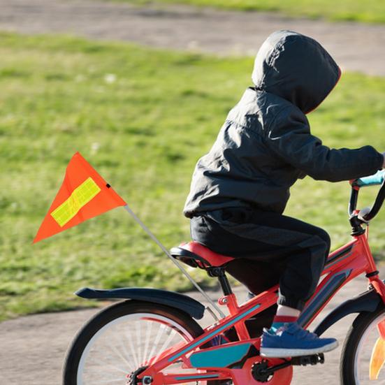 Bike Flag Bike Safety Sign Kids Bike Highly Visible Safety Sign Reflective Orange Triangle Flag Universal Mounting Bracket