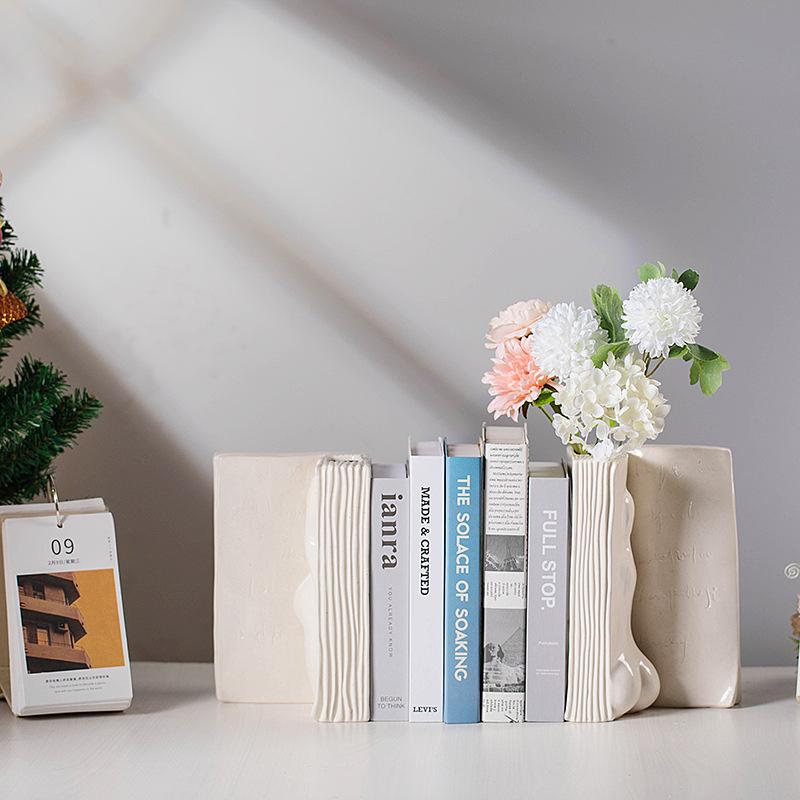 Керамическая ваза Книга Ваза Абстрактное лицо человека Подставка для книг Настольная полка для хранения Террариум Украшения комнаты Аксессуары Вазы Горшки