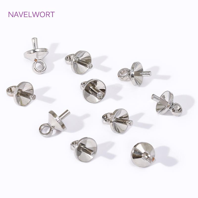 18K Gold Plated Brass Eye Pins Bail Top Drilled,Pearl Pendant Mounting Bails Connectors For DIY Jewelry Making Accessories