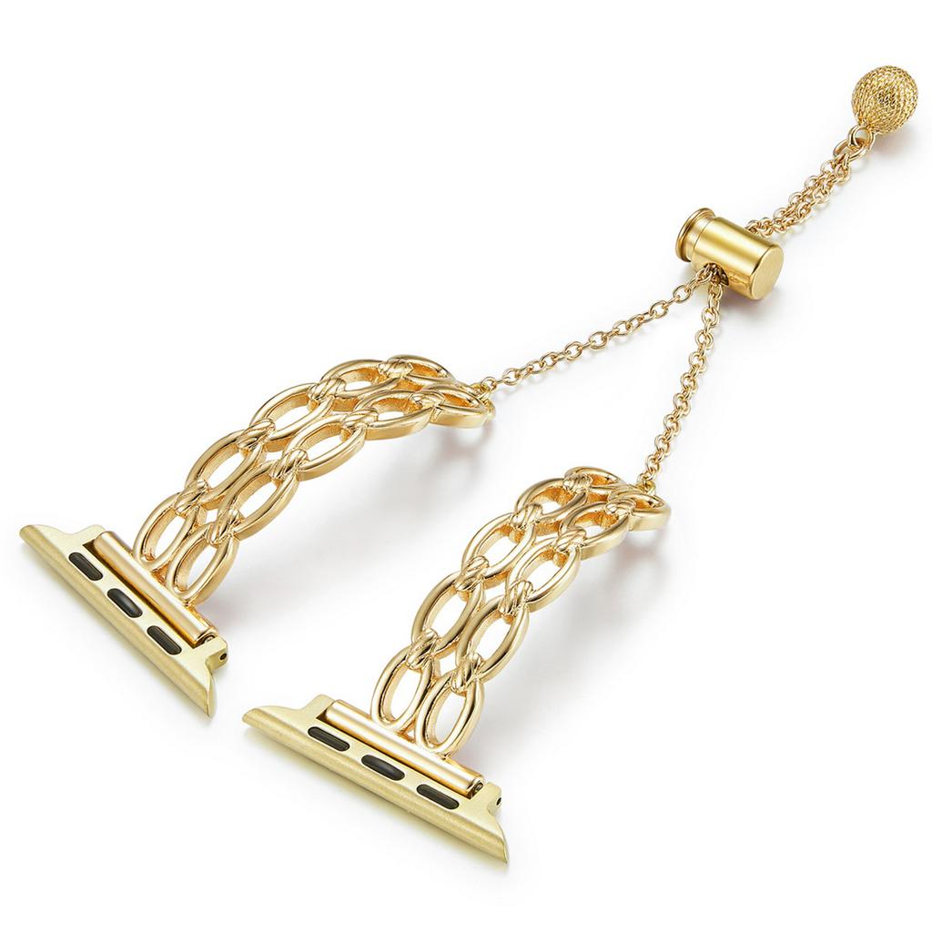 For Apple Watch Series 10 42mm/9 8 7 41mm/SE (2023) SE (2022) SE 6 5 4 40mm/3 2 1 38mm Copper Band Oval Rings Design Watch Strap