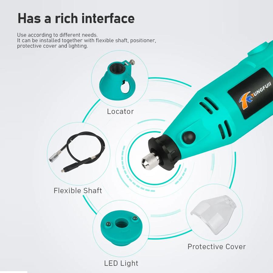 Tungfull Электрическая дрель Dremel Шлифовальная машина Мини Полировальные машины С набором шлифовальных принадлежностей Электрический вращающийся инструмент Мини-дрель