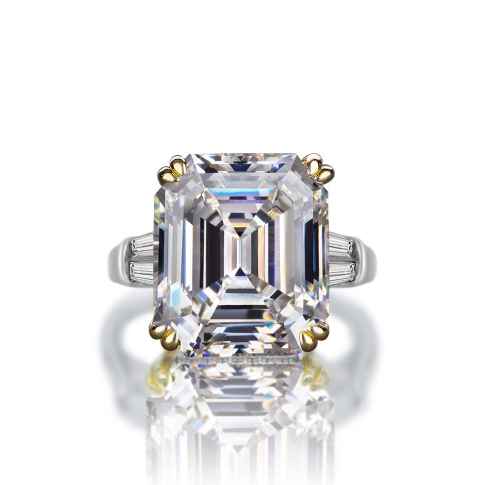 TanciseS925 Sterling Silver Square Ring Synthesized 7A Zircon Luxury Diamond.