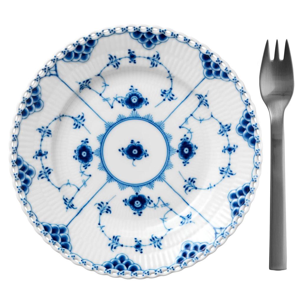 Импортная Королевская Копенгагенская синяя рифленая тарелка с кружевом 17 см, свадебный подарок 1017237 [Обычный продукт]