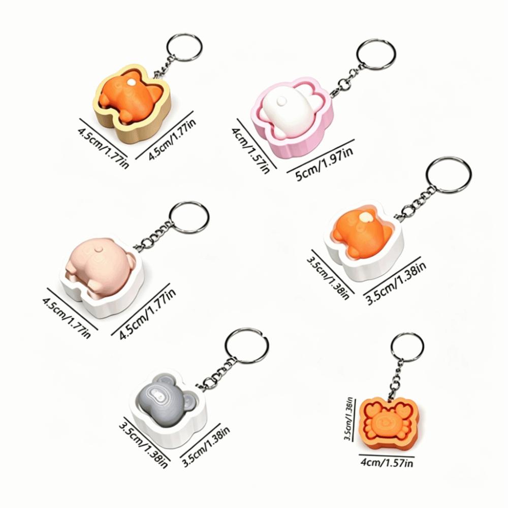 Slow Resbound Finger Button Clicker Soft Squeeze Toy Keychain Fidget Keychain Holiday Gifts