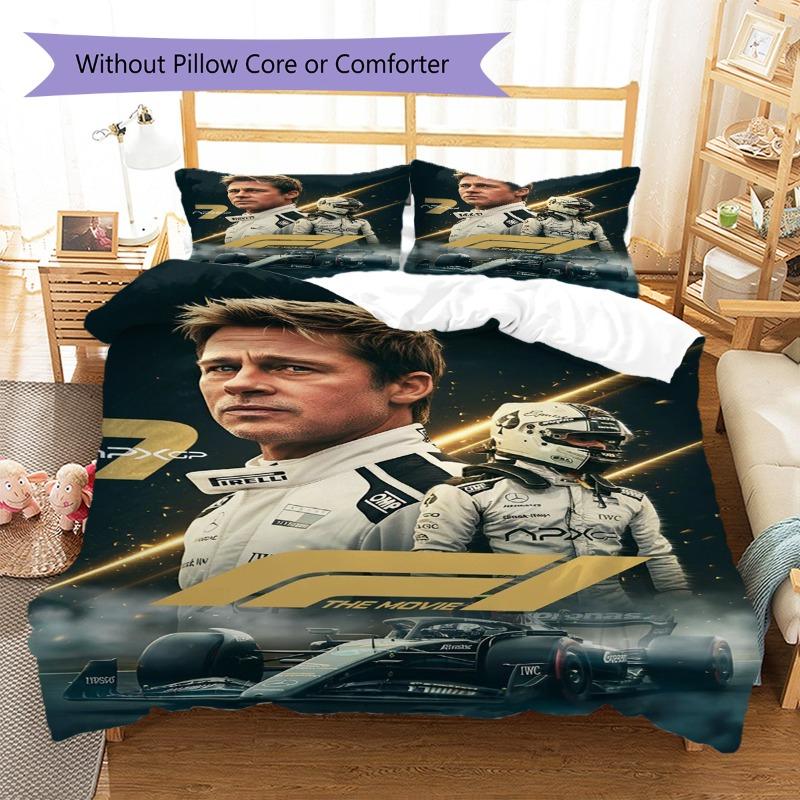 F1 Racing Car Movie Theme Print 3‑Pieces Duvet Cover Set Motorsport Sports Bedding Set Bedroom Home Decor Without Pillow Core Comforter