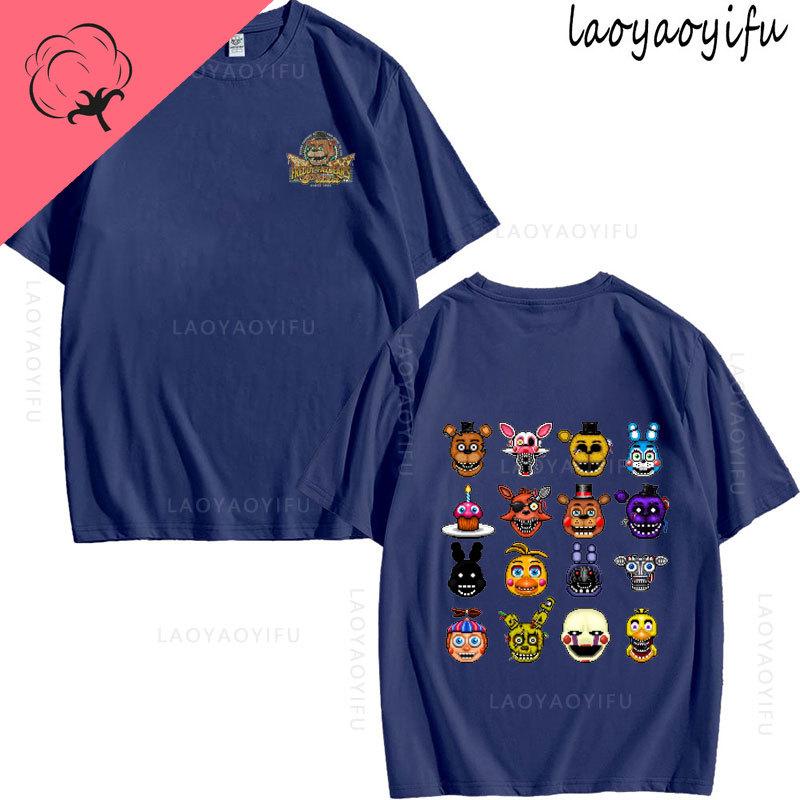 Тема Five Nights At Freddys 100% Хлопок Печатная Мода Мужская Женская Мода Летняя Футболка С Коротким Рукавом Высокое Качество Круглый Вырез