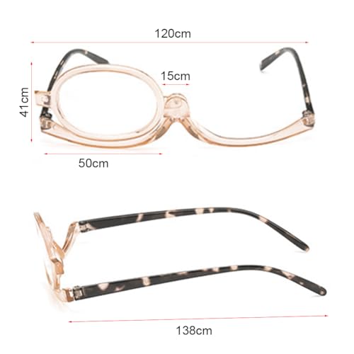 Portable Makeup Glasses +2.50 Magnification 180 Degree Reversible Lens - Foldable Lightweight PC Frame for Women Makeup Application