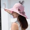 Bowknot Sun Protection Cap Double Side Wear Fisherman Hats Floral Collapsible Sunhat  Female