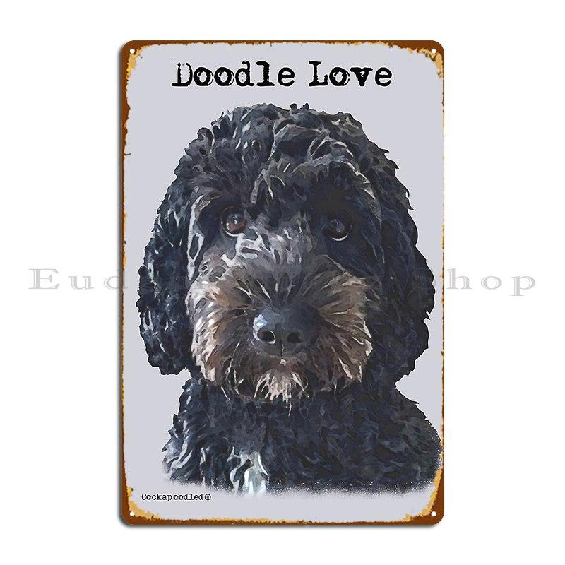 Black Doodle Dog Metal Signs Cave Personalized Club Club Bar Design Tin Sign Poster