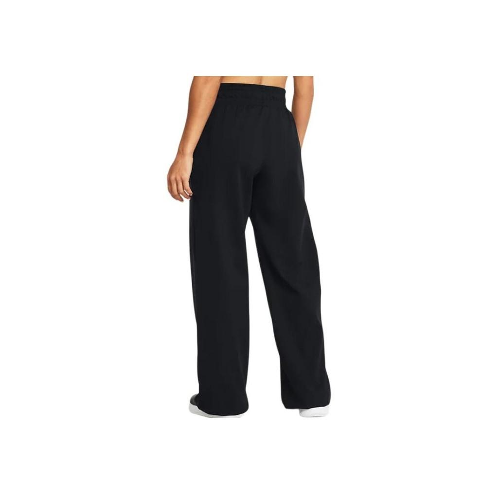 Under Armour UA Motion Open Hem Logo Print Drawstring Mid Rise Straight Leg Casual Pants Women Bottoms Black 1383721-001