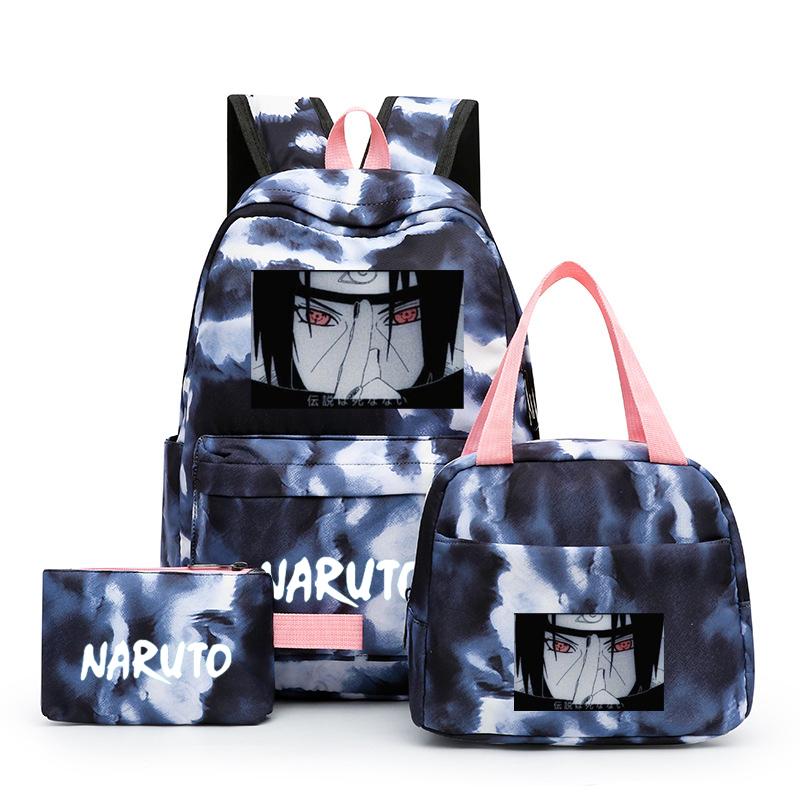 3 шт., школьный рюкзак в стиле аниме для девочек Y2K с сумками для обеда, школьный рюкзак, комплект холщовых сумок, детская сумка-ручка