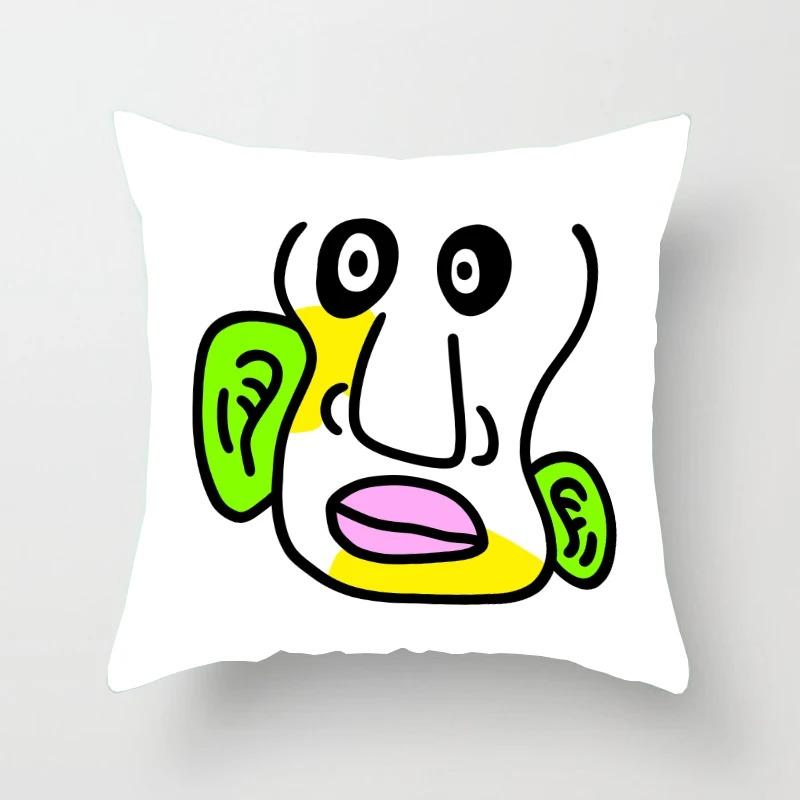 Наволочка с абстрактным рисунком смайлика для автомобиля, украшения для офиса, гостиной, дома