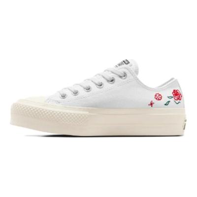 Chuck Taylor All Star Lift Platform Низкие летние женские кроссовки с вышивкой Белая цапля Oops-Pink A10822C