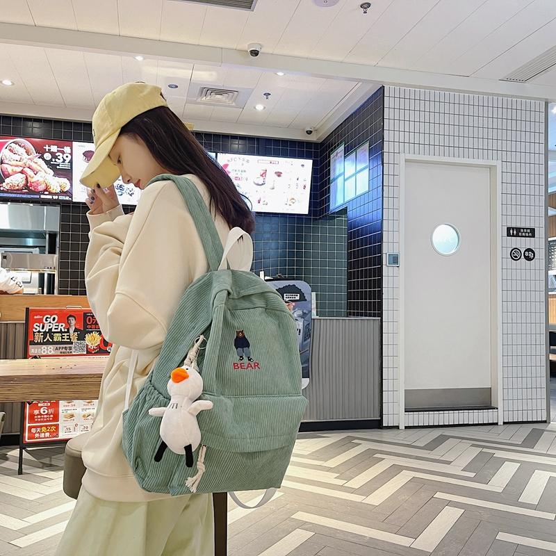 Сплошная цветная книжная сумка, студенческий рюкзак, вельветовая школьная сумка, рюкзак большой емкости