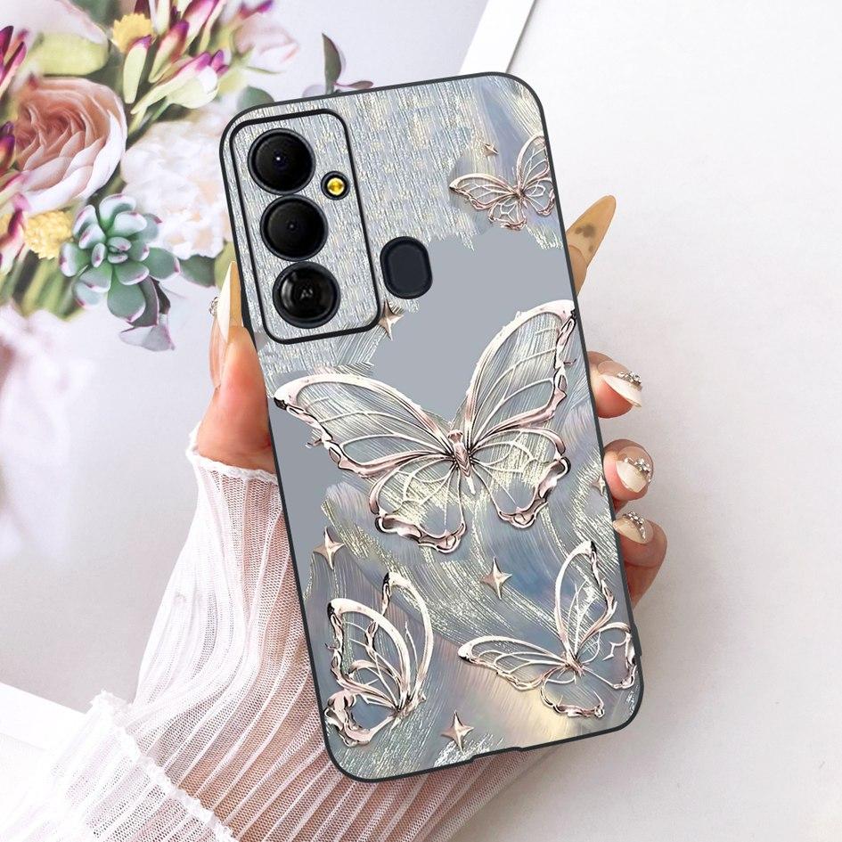 Case For Tecno Pop 6 Go Cover BE6j Popular Flowers Soft Black Silicone Shockproof Fundas For Tecno Pop 6 BE7 Pop6 Pro BE8 Bumper