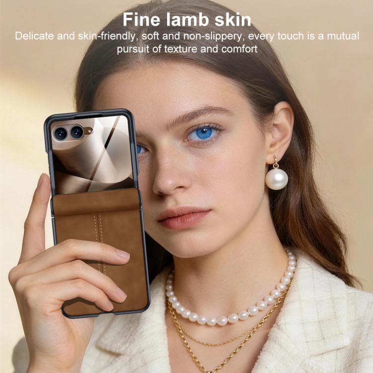 Film Integrated Sheepskin Texture Stitched Phone Case For Motorola Razr 70 Ultra, Shockproof Fold Protective Cover
