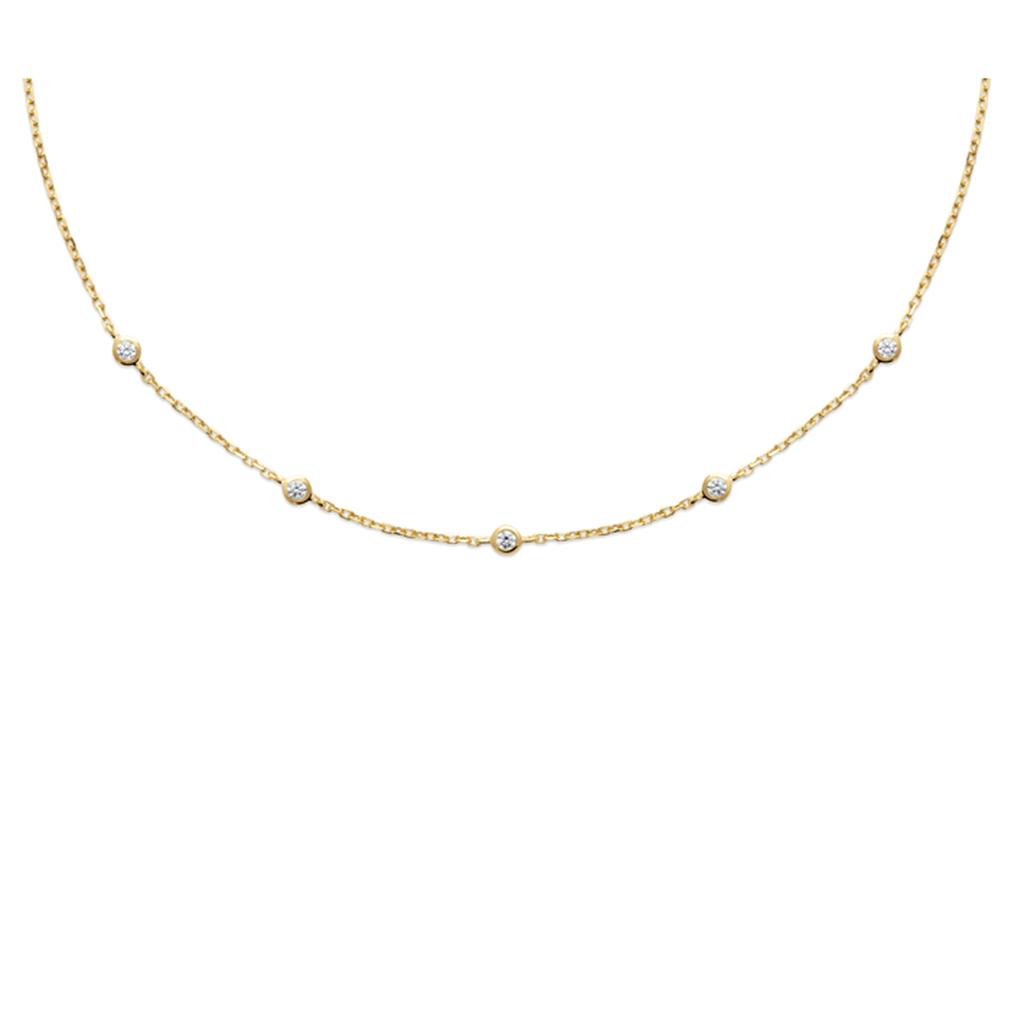Les Trésors De Lily [R5834] - Gold Plated Necklace 'Sissi' White Gold - 45 Cm 3 Mm