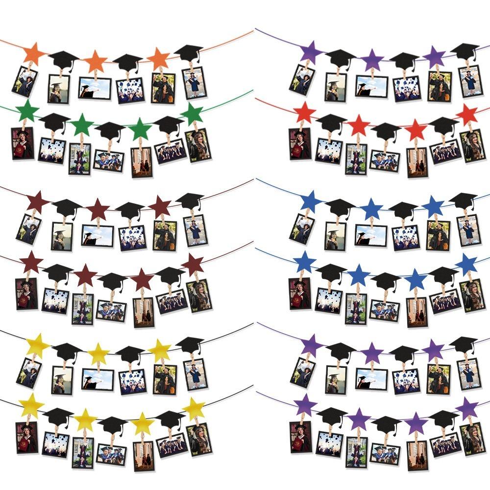 Black Gold Graduation Photo Banner Celebrate Picture Banner Graduation Hanging Decor  Classmates