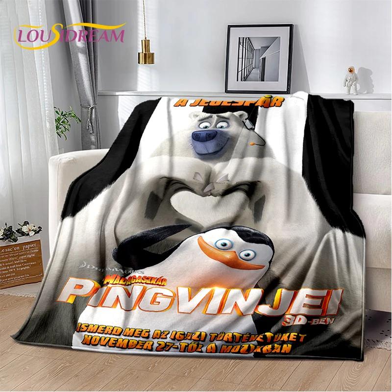 Милые пингвины из мультфильма «Мадагаскар» Плед, Мягкий плед для дома, спальни, кровати, дивана, пикника, путешествий, офиса, Покрывало, Подарок для ребенка