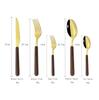 5Pcs Cutlery Set Western Stainless Steel Tableware Wooden Handle Dinnerware Knives Fork Spoons Silverware Kitchen Flatware Set