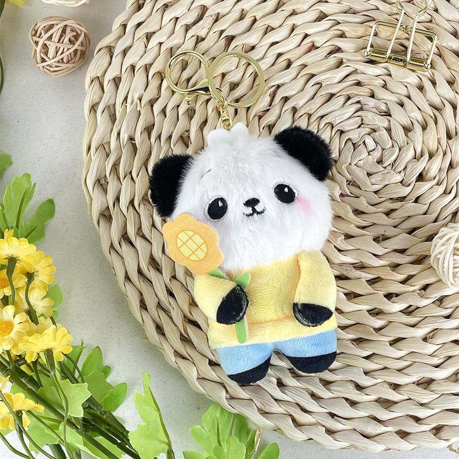 Panda Sunflower Plush Toys Bag Hanging Accessories Keychain Pendant Souvenir