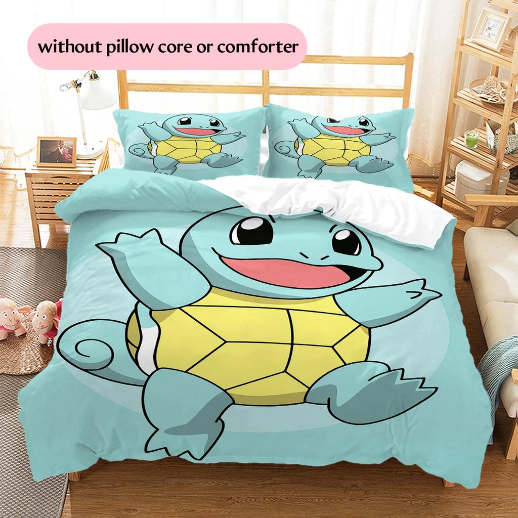 Squirtle Pattern Bedding Home Decoration Birthday Gift (1 * duvet cover + 2 * pillowcase, without core)