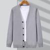 Высококачественный мужской кардиган с V-образным вырезом, осенне-зимний, новый, мягкий, простой, вязаный жакет, модный, повседневный, универсальный, трендовый, мужская одежда