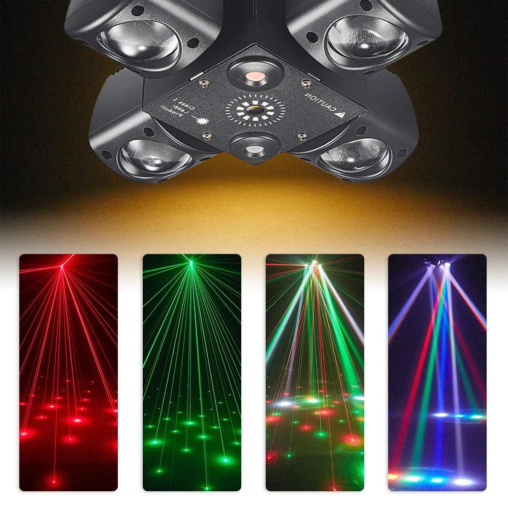 4 Arm Stage Beam Laser Light LED Beam Moving Head Stage Light DMX512 Sound Control KTV Laser Disco Bar Party Light