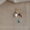 Ручная работа~ Серьги с пресноводным жемчугом, асимметричные, в национальном стиле, из бисера-риса, живописные серьги, украшения