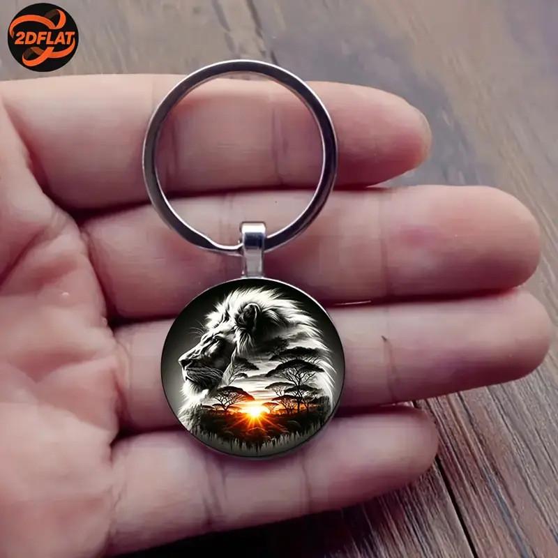 Брелок с узором льва с серебристой отделкой для праздничных подарков