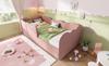 Upholstered bed daybed 90x190cm, day bed sleeper sofa with pull-out bed 90x190cm, children's bed with slatted frame, velvet, pink, without mattress