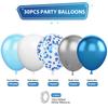 Воздушный шар сине-белого цвета, 30 штук, воздушные шары, сине-белые латексные шары, украшение на день рождения, синие шары с конфетти, металлизированные серебристые шары с синим гелием