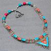 Cabochon Vintage Tibetan Necklace Natural Coral Turquoise 18 In Jewelry NN 754