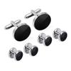 8-Piece Black Baked Paint Cufflinks & Tuxedo Studs Set for French Shirts