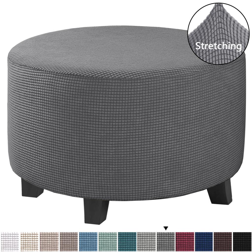 Ottoman Cover Stretch Ottoman Slipcover Round Ottoman Storage Cover Folding Stool Covers for Footrest Ottoman Fit Dia  20"-41" Removable Washable