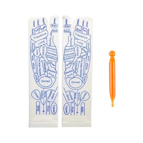 1 Set Massage Mid-calf Socks with Massage Stick Serenity Steps Legible Foot Acupuncture Point Printed Elastic Massage To Promote Circulation Beginner