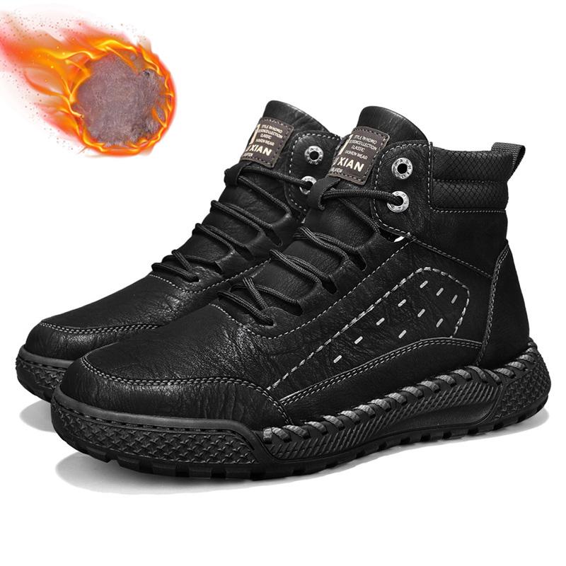 Men's Retro Leisure Shoes Autumn/ Winter Cow Split Leather Men Boots Comfortable Motorcycle Boots Winter Boots