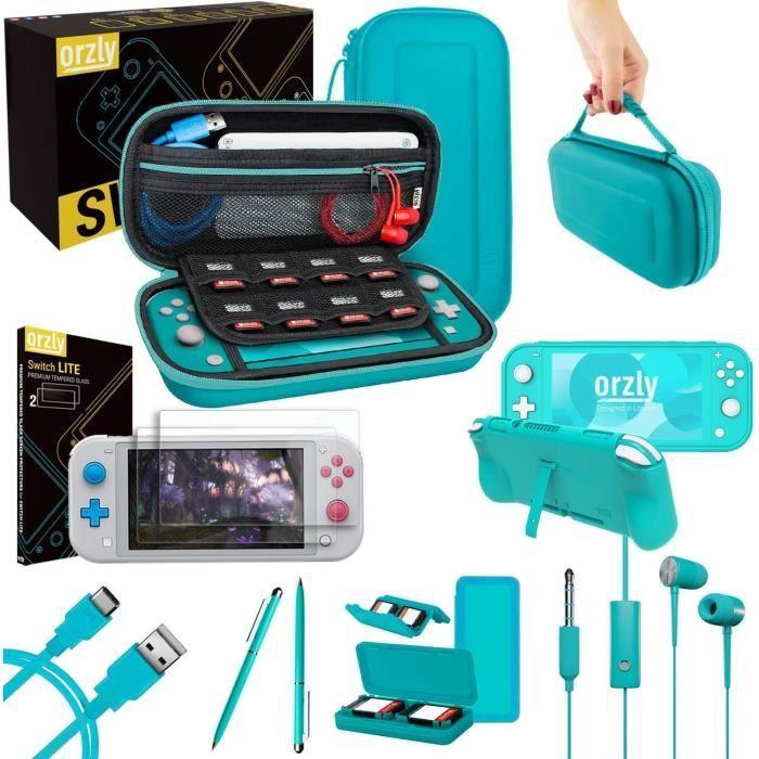 Pack de Démarrage - ORZLY - Nintendo Switch Lite - Étui Noir - Accessoires Inclus - Protection Écran